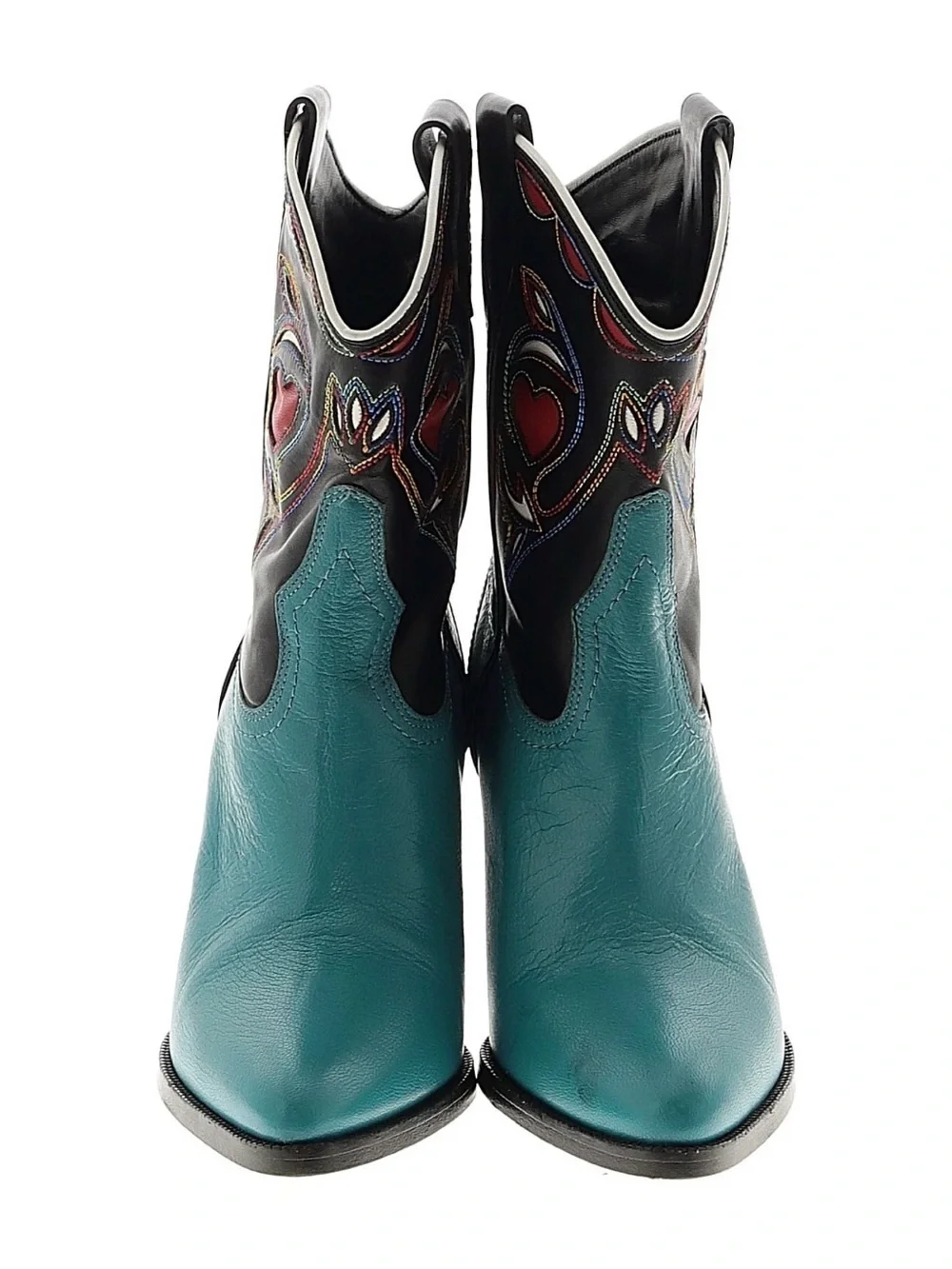 Polo Ralph Lauren Cowboy Boots Western Ankle Short Vachetta Leather Embroidered